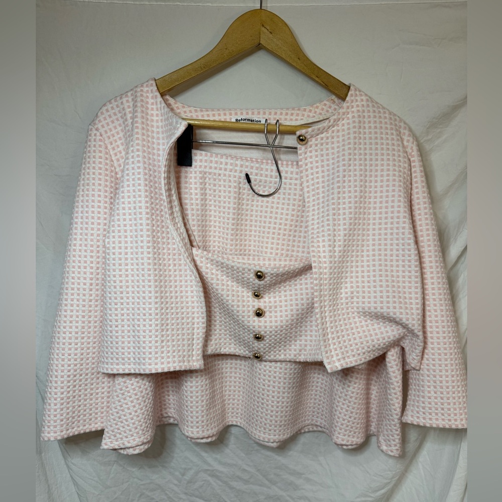 Reformation Pink and White Textured Knit